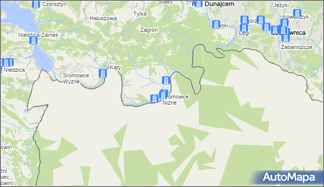 mapa Sromowce Niżne, Sromowce Niżne na mapie Targeo