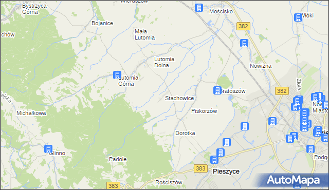 mapa Stachowice, Stachowice na mapie Targeo