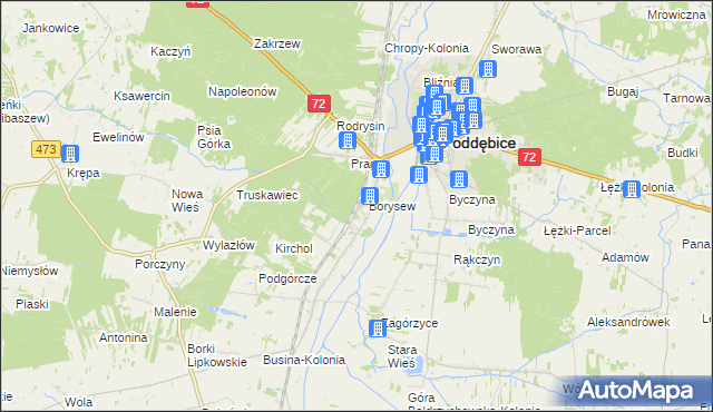 mapa Stacja Poddębice, Stacja Poddębice na mapie Targeo