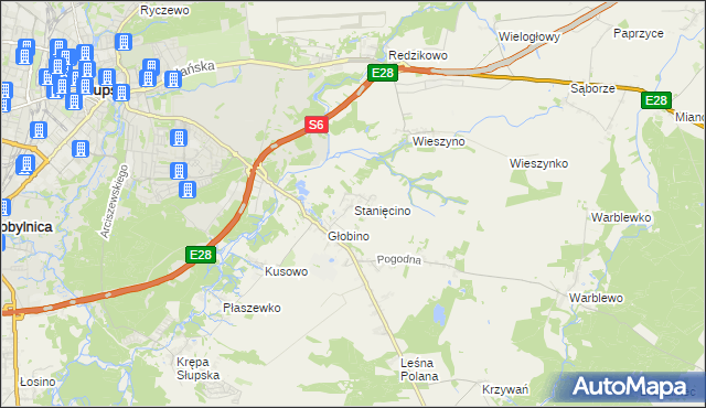 mapa Stanięcino, Stanięcino na mapie Targeo