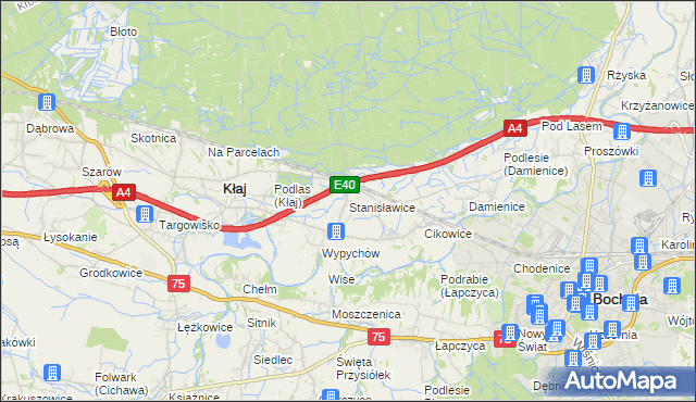 mapa Stanisławice gmina Bochnia, Stanisławice gmina Bochnia na mapie Targeo