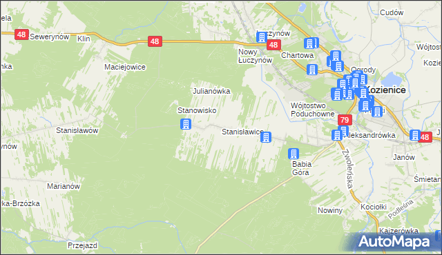 mapa Stanisławice gmina Kozienice, Stanisławice gmina Kozienice na mapie Targeo