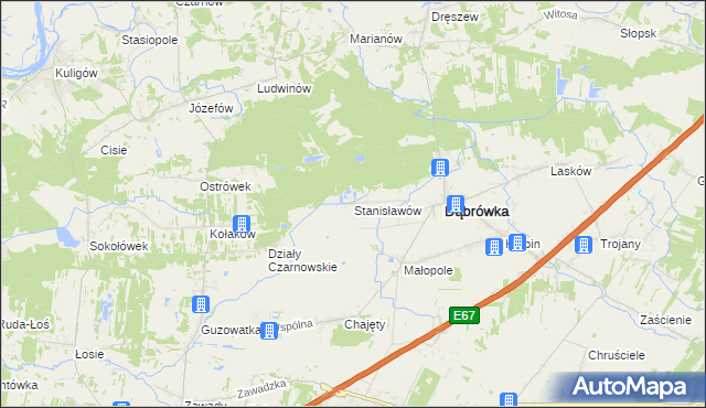 mapa Stanisławów gmina Dąbrówka, Stanisławów gmina Dąbrówka na mapie Targeo