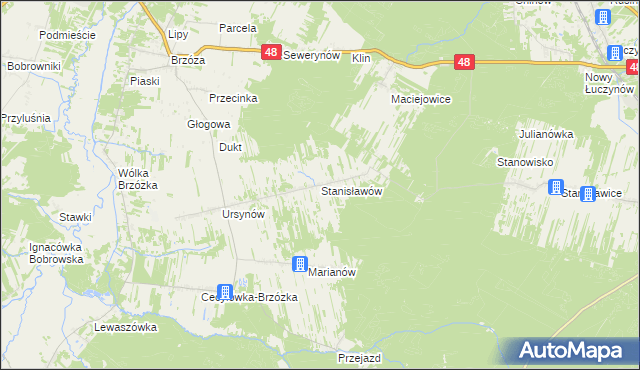 mapa Stanisławów gmina Głowaczów, Stanisławów gmina Głowaczów na mapie Targeo