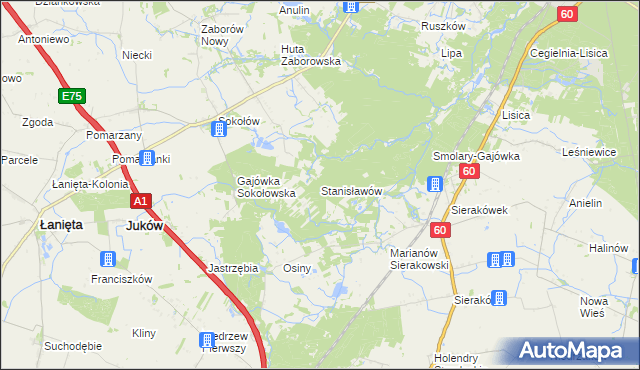 mapa Stanisławów gmina Gostynin, Stanisławów gmina Gostynin na mapie Targeo