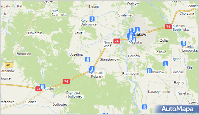 mapa Stanisławów gmina Osjaków, Stanisławów gmina Osjaków na mapie Targeo