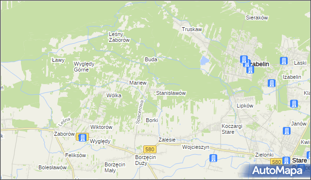 mapa Stanisławów gmina Stare Babice, Stanisławów gmina Stare Babice na mapie Targeo