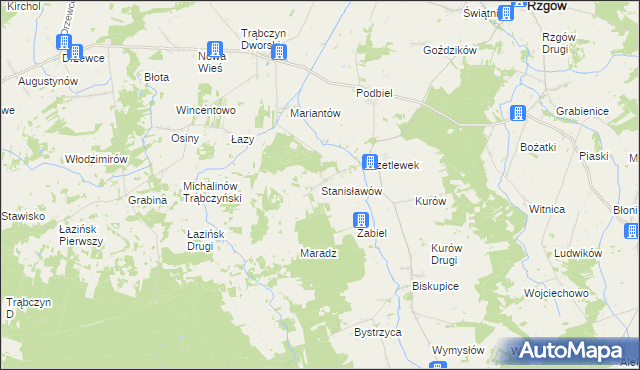 mapa Stanisławów gmina Zagórów, Stanisławów gmina Zagórów na mapie Targeo