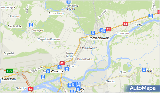mapa Stanisławowo gmina Pomiechówek, Stanisławowo gmina Pomiechówek na mapie Targeo