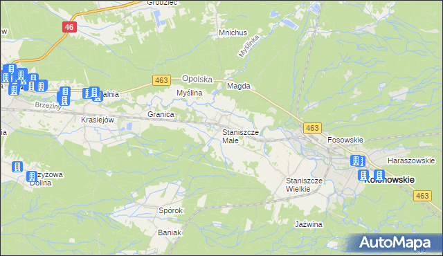 mapa Staniszcze Małe, Staniszcze Małe na mapie Targeo