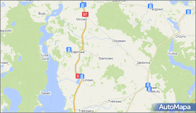 mapa Stankowo gmina Dźwierzuty, Stankowo gmina Dźwierzuty na mapie Targeo