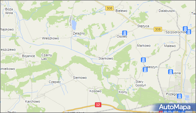 mapa Stankowo gmina Gostyń, Stankowo gmina Gostyń na mapie Targeo
