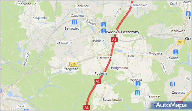 mapa Stanowice gmina Czerwionka-Leszczyny, Stanowice gmina Czerwionka-Leszczyny na mapie Targeo