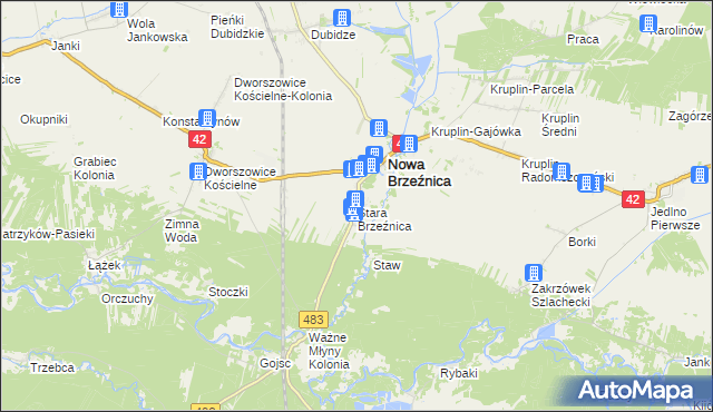 mapa Stara Brzeźnica, Stara Brzeźnica na mapie Targeo