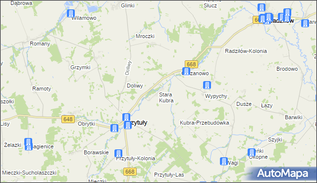 mapa Stara Kubra, Stara Kubra na mapie Targeo