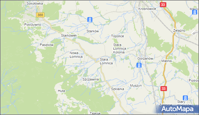mapa Stara Łomnica, Stara Łomnica na mapie Targeo
