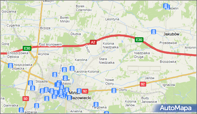 mapa Stara Niedziałka, Stara Niedziałka na mapie Targeo