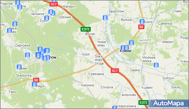 mapa Stara Wieś Druga gmina Kołbiel, Stara Wieś Druga gmina Kołbiel na mapie Targeo