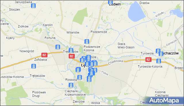 mapa Stara Wieś gmina Łęczna, Stara Wieś gmina Łęczna na mapie Targeo
