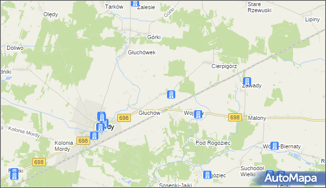 mapa Stara Wieś gmina Mordy, Stara Wieś gmina Mordy na mapie Targeo