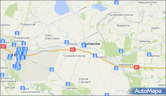 mapa Stara Wieś gmina Puchaczów, Stara Wieś gmina Puchaczów na mapie Targeo