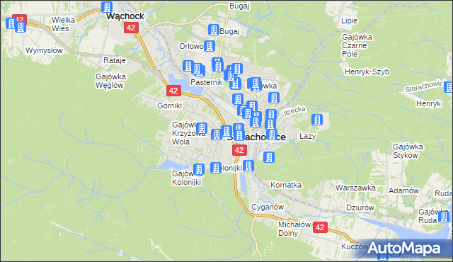 mapa Starachowic, Starachowice na mapie Targeo
