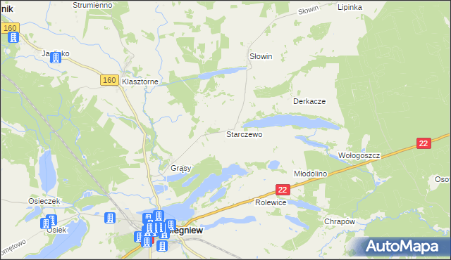 mapa Starczewo gmina Dobiegniew, Starczewo gmina Dobiegniew na mapie Targeo