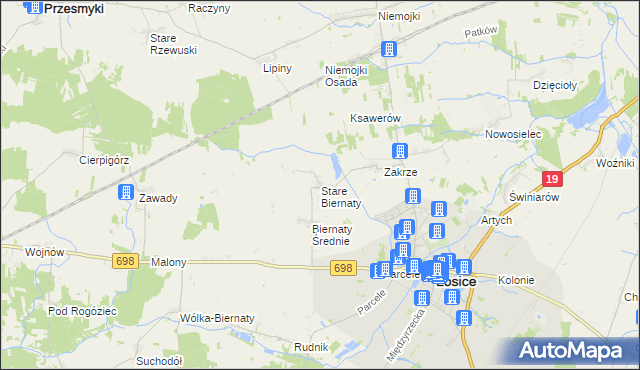 mapa Stare Biernaty, Stare Biernaty na mapie Targeo