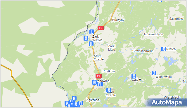 mapa Stare Czaple gmina Trzebiel, Stare Czaple gmina Trzebiel na mapie Targeo