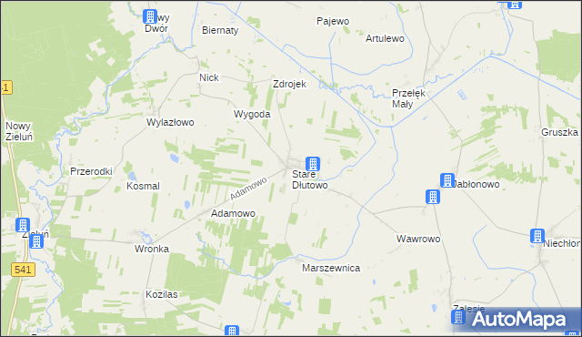 mapa Stare Dłutowo, Stare Dłutowo na mapie Targeo