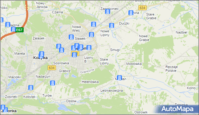 mapa Stare Lipiny, Stare Lipiny na mapie Targeo