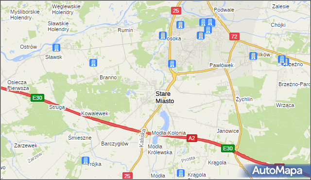 mapa Stare Miasto powiat koniński, Stare Miasto powiat koniński na mapie Targeo