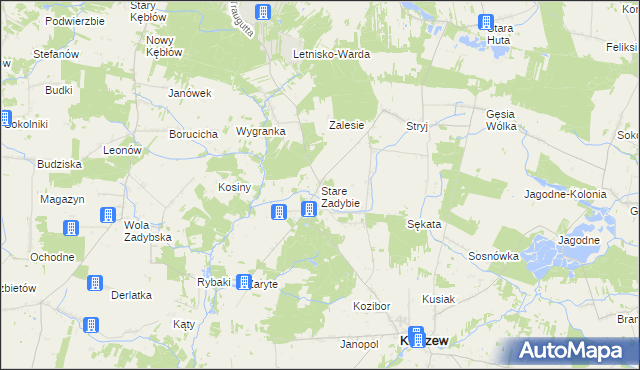 mapa Stare Zadybie, Stare Zadybie na mapie Targeo