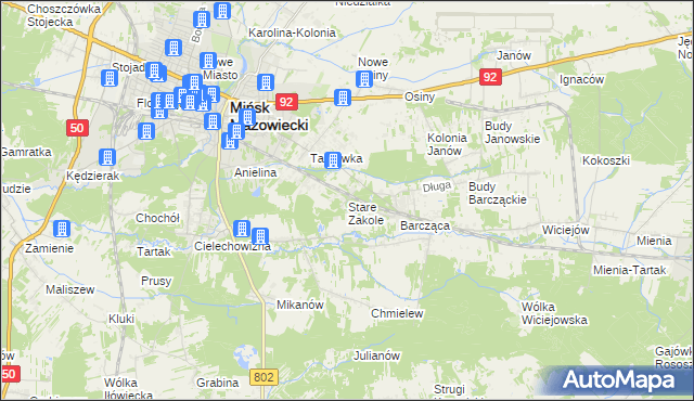 mapa Stare Zakole, Stare Zakole na mapie Targeo