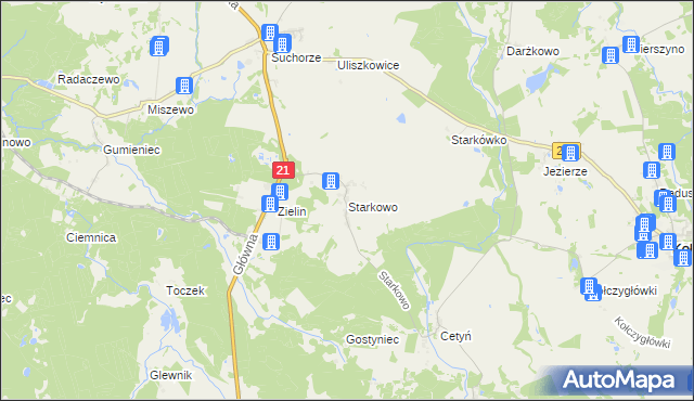mapa Starkowo gmina Trzebielino, Starkowo gmina Trzebielino na mapie Targeo