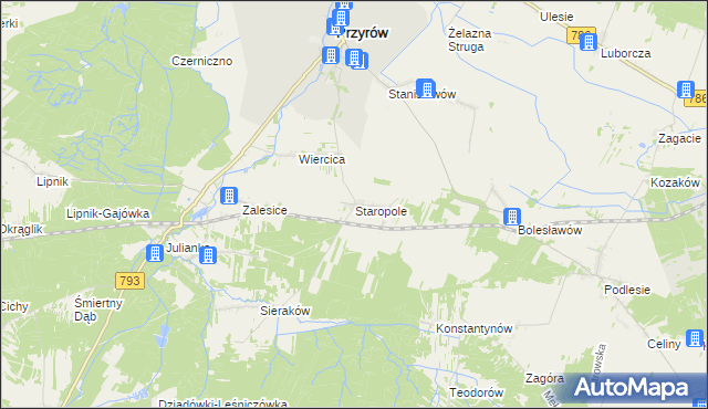 mapa Staropole gmina Przyrów, Staropole gmina Przyrów na mapie Targeo