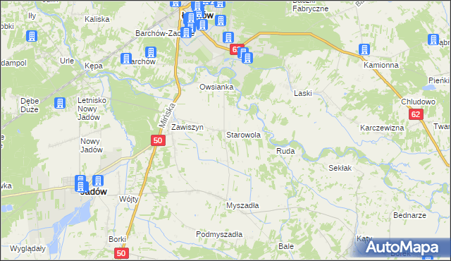 mapa Starowola gmina Jadów, Starowola gmina Jadów na mapie Targeo