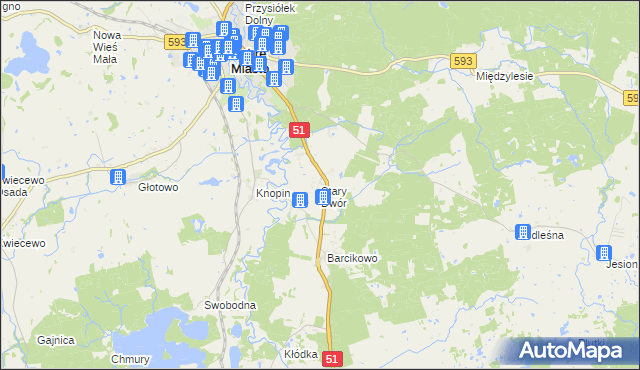 mapa Stary Dwór gmina Dobre Miasto, Stary Dwór gmina Dobre Miasto na mapie Targeo