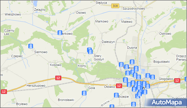 mapa Stary Gostyń, Stary Gostyń na mapie Targeo