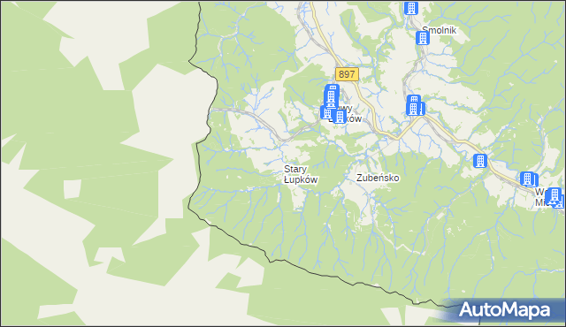 mapa Stary Łupków, Stary Łupków na mapie Targeo