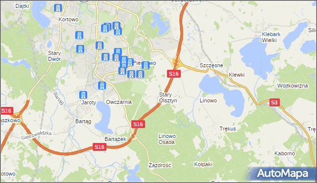 mapa Stary Olsztyn, Stary Olsztyn na mapie Targeo