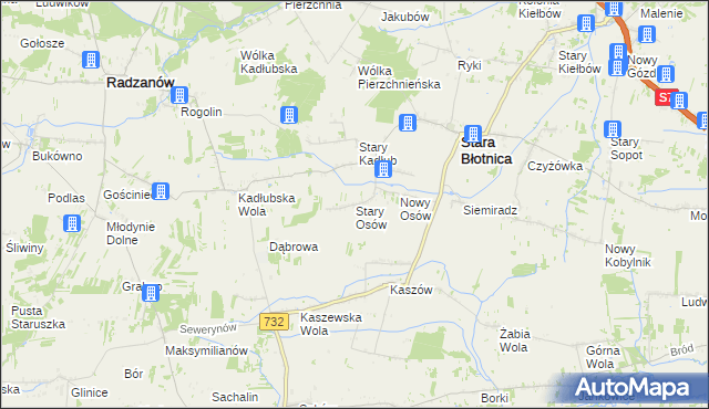 mapa Stary Osów, Stary Osów na mapie Targeo