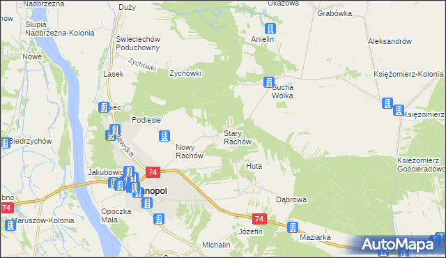 mapa Stary Rachów, Stary Rachów na mapie Targeo