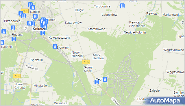 mapa Stary Redzeń, Stary Redzeń na mapie Targeo