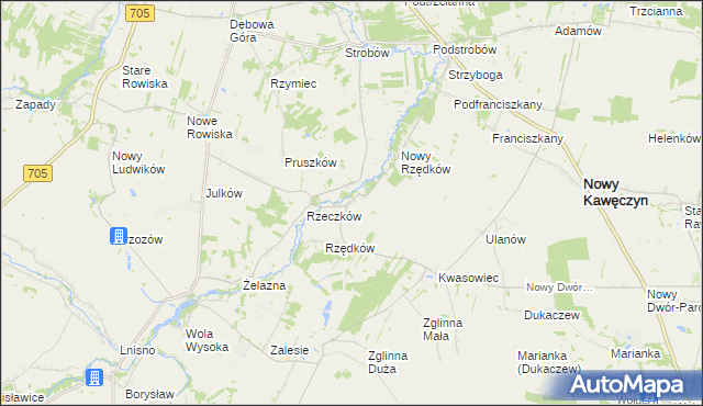 mapa Stary Rzędków, Stary Rzędków na mapie Targeo