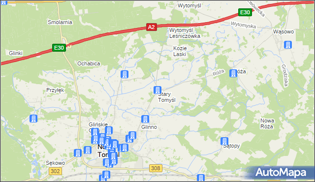 mapa Stary Tomyśl, Stary Tomyśl na mapie Targeo