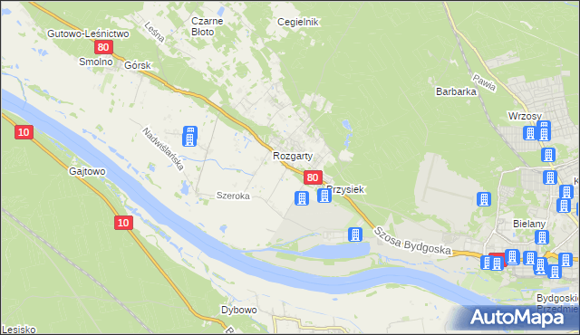 mapa Stary Toruń, Stary Toruń na mapie Targeo