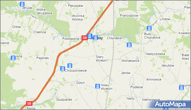 mapa Stary Wylezin, Stary Wylezin na mapie Targeo