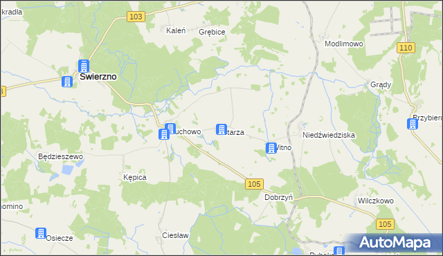 mapa Starza gmina Świerzno, Starza gmina Świerzno na mapie Targeo