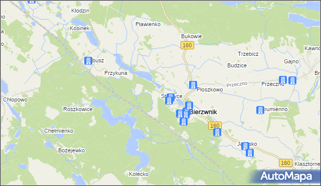 mapa Starzyce gmina Bierzwnik, Starzyce gmina Bierzwnik na mapie Targeo